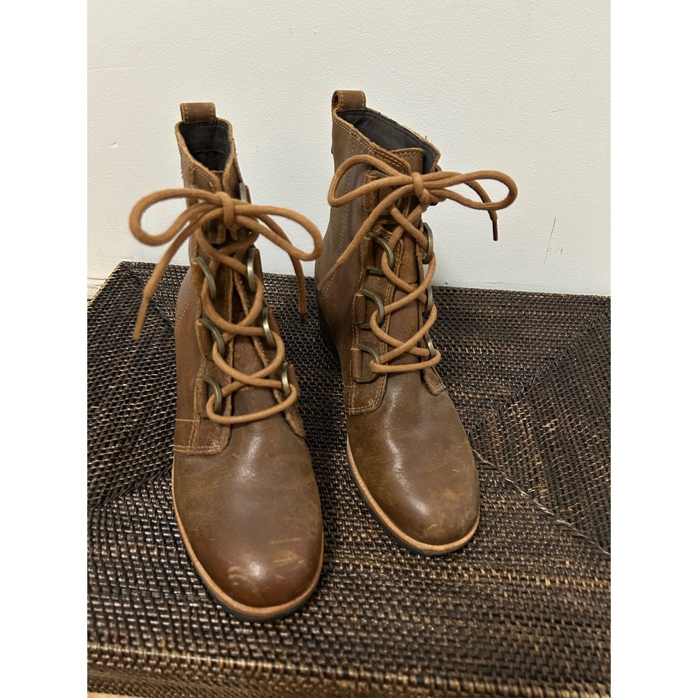Sorel Cate Lace Boot Women 6.5 Brown Waterproof Leather Gorpcore Ankle Boots - Picture 2 of 10